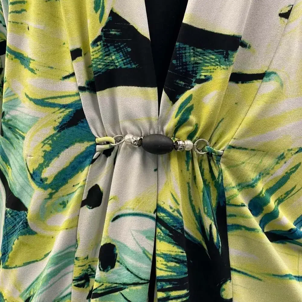 Y2K Floral Print Draped Cardigan Top